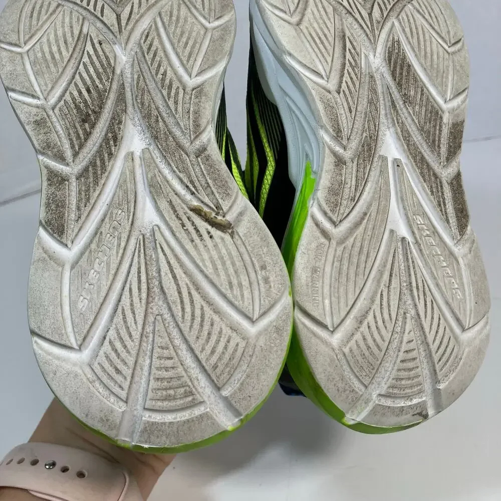 Skechers Little Boys 12 S Lights Flex-Glow Ultra Sneakers Black Lime Green Blue